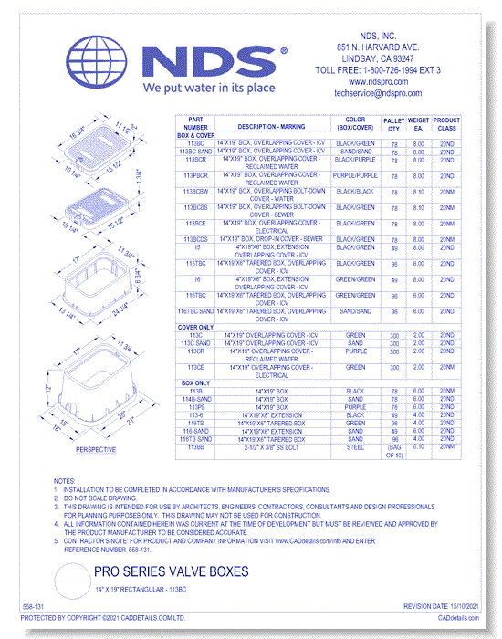 Pro Series Valve Boxes - 14" x 19" Rectangular - 113BC