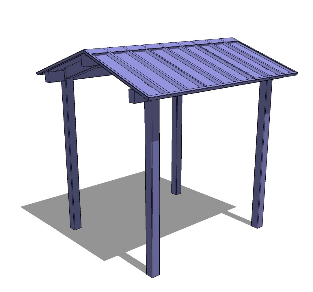 Steel Structure: Gable Roof – Rectangle Picnic Table Shelter