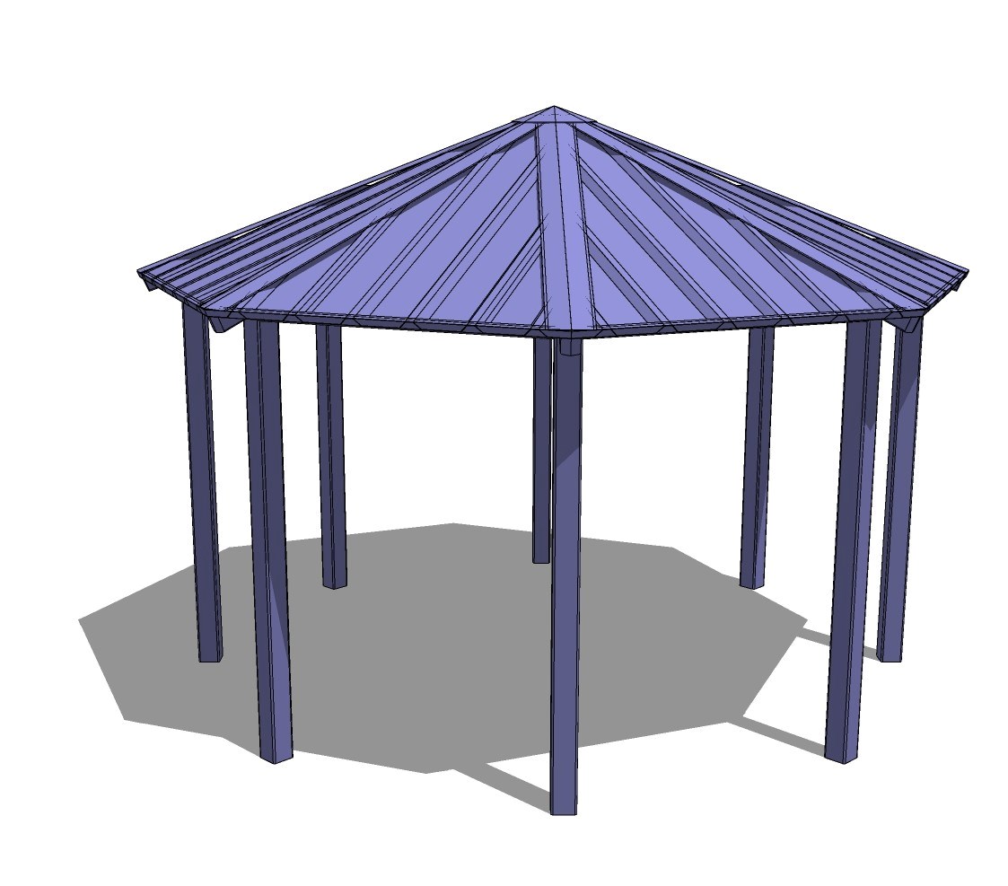 Steel Structure: Octagon – Eight Sided, Hip Roof Shelter