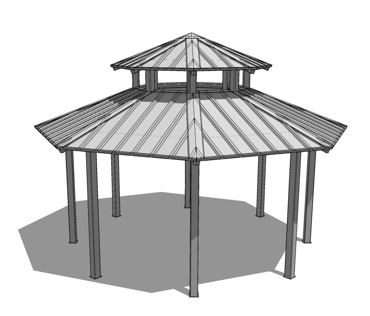 Steel Structure: Carmel Clerestory – Eight Sided Clerestory Gazebo, Hip Roof
