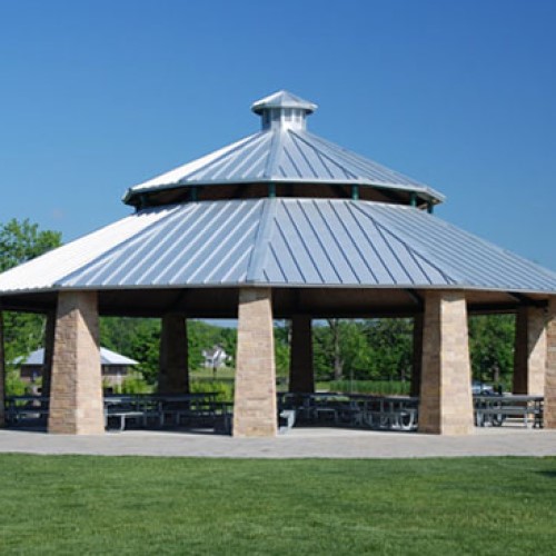 CAD Drawings BIM Models Poligon Clerestory Pavilion – Twelve Sided, Two Tiered Pavilion, Hip Roof