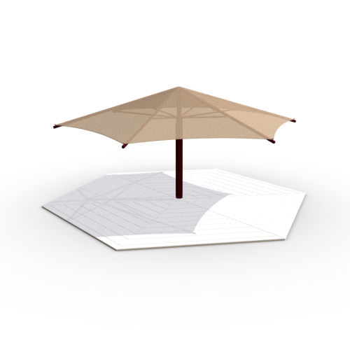 CAD Drawings BIM Models Poligon Single Post Hexagon Umbrella