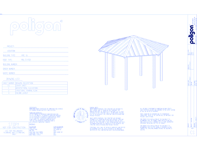 Steel Structure: Hexagon – Six Sided Hip Roof Park Shelter