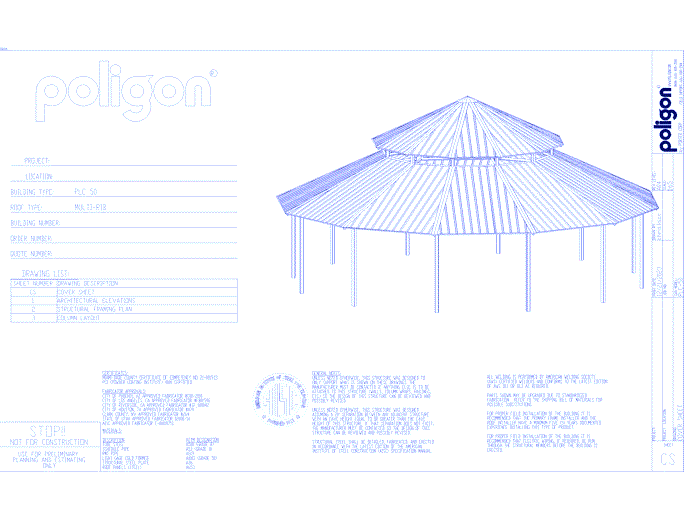Steel Structure: Clerestory Pavilion – Twelve Sided, Two Tiered Pavilion, Hip Roof