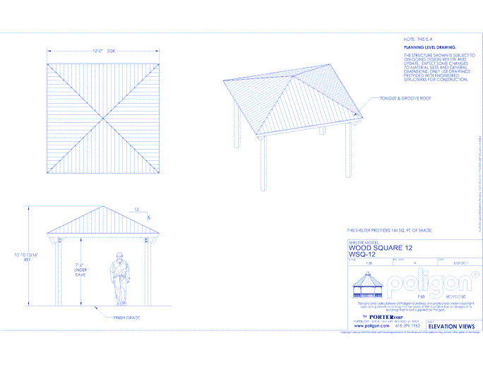 Wood Structure: Square – Four Sided, Hip Roof, Wood Truss Shelter