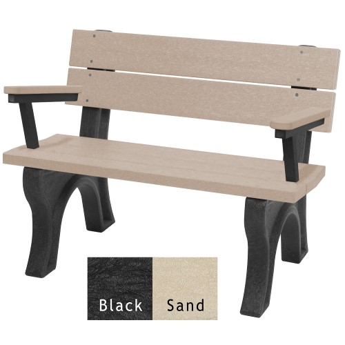 CAD Drawings Polly Products Traditional 4' Backed Bench with arms (ASM-TB4BA)