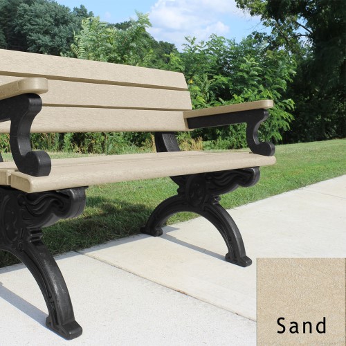 CAD Drawings Polly Products Silhouette 4' Backed Bench with arms (ASM-SB4BA)