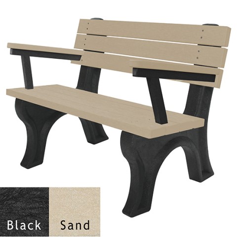 CAD Drawings Polly Products Deluxe 4' Backed Bench with arms (ASM-DB4BA)