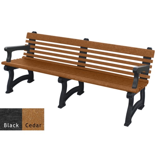CAD Drawings Polly Products Willow 6' Backed Bench with arms (ASM-WB6BA)