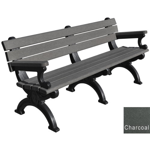 CAD Drawings Polly Products Silhouette 6' Backed Bench with arms (ASM-SB6BA)