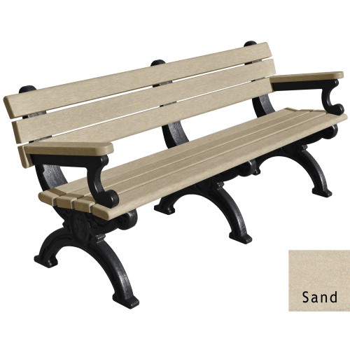 CAD Drawings Polly Products Silhouette 6' Backed Bench with arms (ASM-SB6BA)