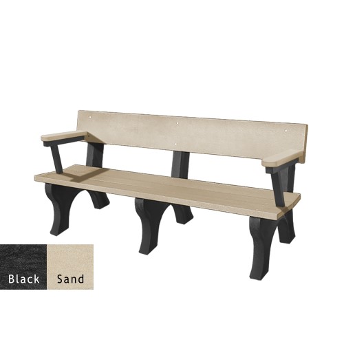 CAD Drawings Polly Products Landmark 6' Backed Bench with arms (ASM-LB6BA)
