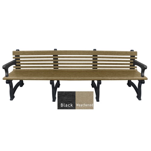 CAD Drawings Polly Products Willow 8' Backed Bench with arms (ASM-WB8BA)
