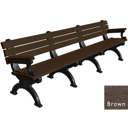CAD Drawings Polly Products Silhouette 8' Backed Bench with arms (ASM-SB8BA)