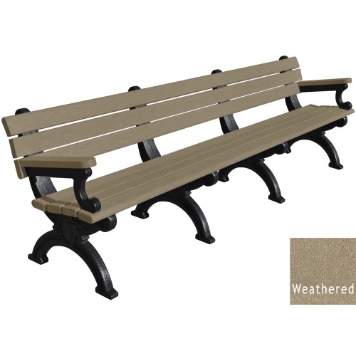 CAD Drawings Polly Products Silhouette 8' Backed Bench with arms (ASM-SB8BA)