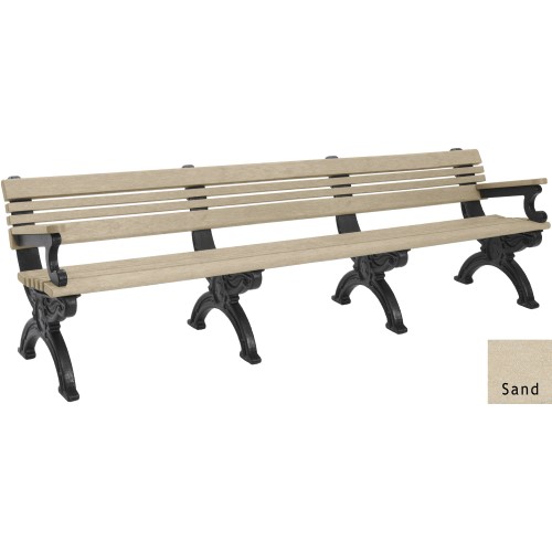 CAD Drawings Polly Products Cambridge 8' Backed Bench with arms (ASM-CB8BA)