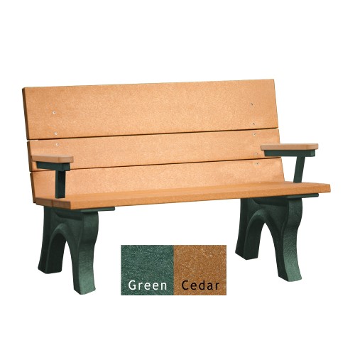 CAD Drawings Polly Products Traditional ADA Bench 4' with arms (ASM-TB4HA)