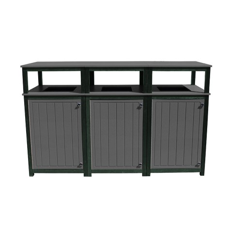 CAD Drawings Polly Products 32 Gallon Square Trash Receptacle - 2-tone Triple (ASM-3T32)