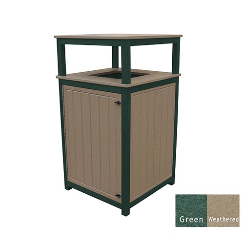 CAD Drawings Polly Products 32 Gallon Square Trash Receptacle - 2-tone (ASM-T32)