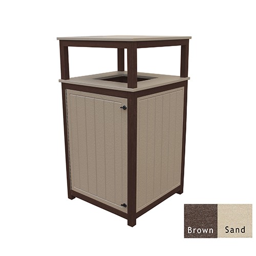 CAD Drawings Polly Products 32 Gallon Square Trash Receptacle - 2-tone (ASM-T32)