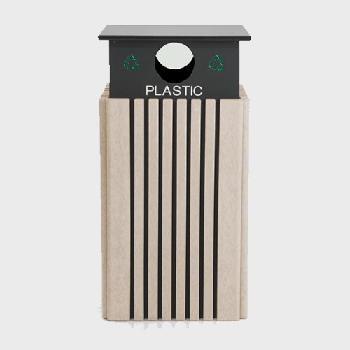 CAD Drawings Polly Products 40 Gallon Recycle Receptacle w/ Plastic RainCap (ASM-R40C-PL)