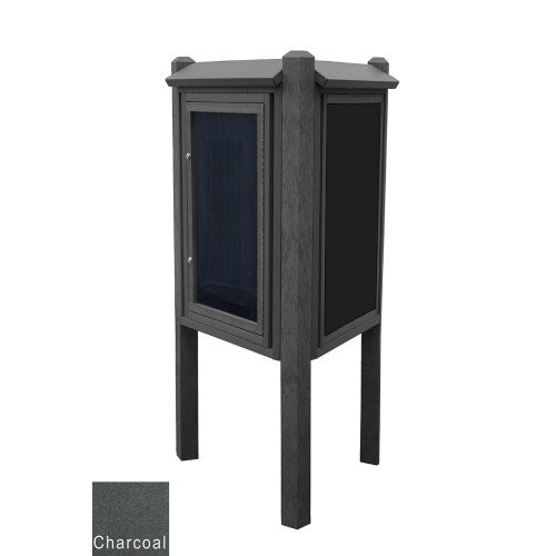 CAD Drawings Polly Products 3-Sided Emergency Kiosk 6' post 1-blank side (ASM-AEK6)