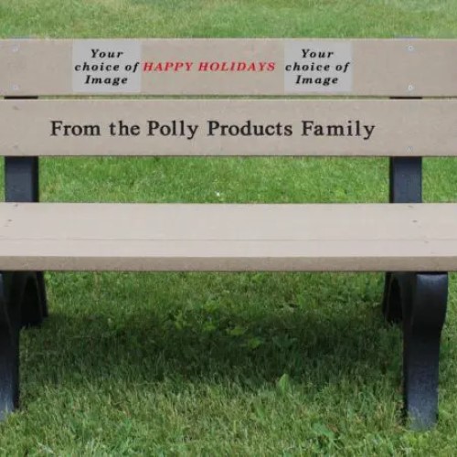 CAD Drawings Polly Products Holiday Bench 4' Weathered Happy Holidays (HB4HO-BK/WW)