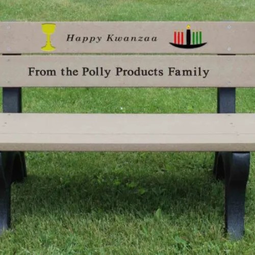 CAD Drawings Polly Products Holiday Bench 4' Weathered Happy Kwanzaa (HB4KW-BK/WW)