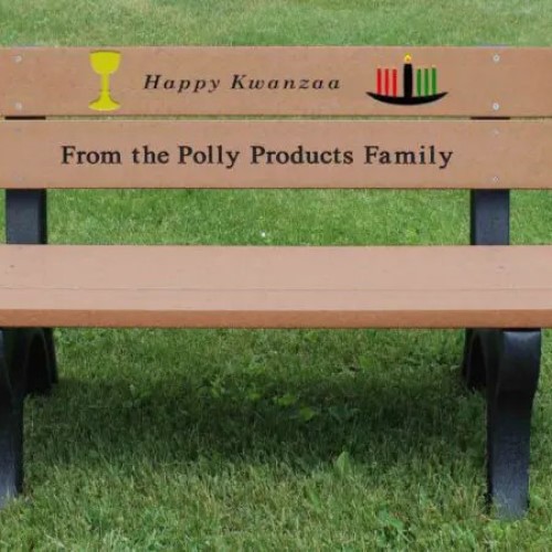 CAD Drawings Polly Products Holiday Bench 4' Cedar Happy Kwanzaa (HB4KW-BK/CD)