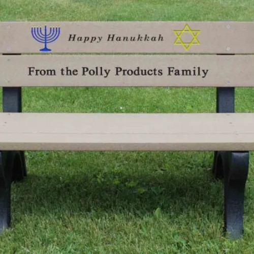 CAD Drawings Polly Products Holiday Bench 4' Weathered Happy Hanukkah (HB4HK-BK/WW)