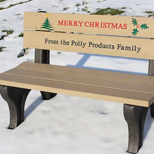 CAD Drawings Polly Products Holiday Bench 4' Weathered Merry Christmas (HB4MC-BK/WW)