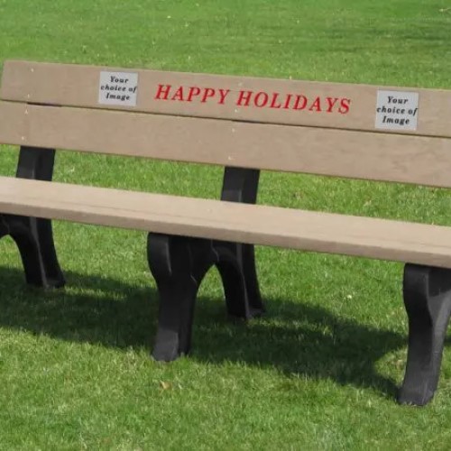 CAD Drawings Polly Products Holiday Bench 6' Weathered Happy Holidays (HB6HO-BK/WW)