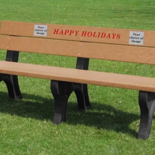 CAD Drawings Polly Products Holiday Bench 6' Cedar Happy Holidays (HB6HO-BK/CD)