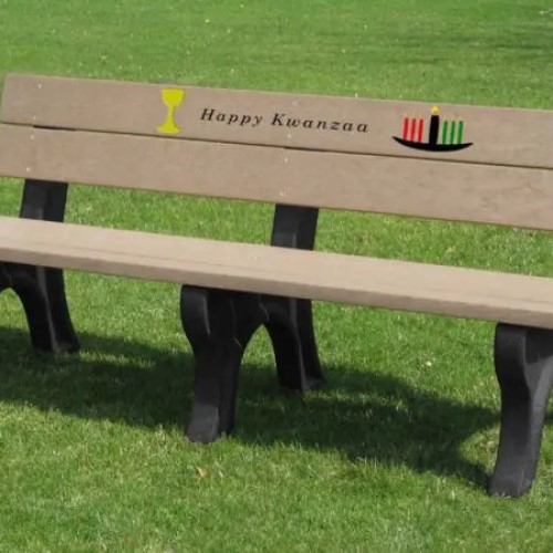 CAD Drawings Polly Products Holiday Bench 6' Weathered Happy Kwanzaa (HB6KW-BK/WW)
