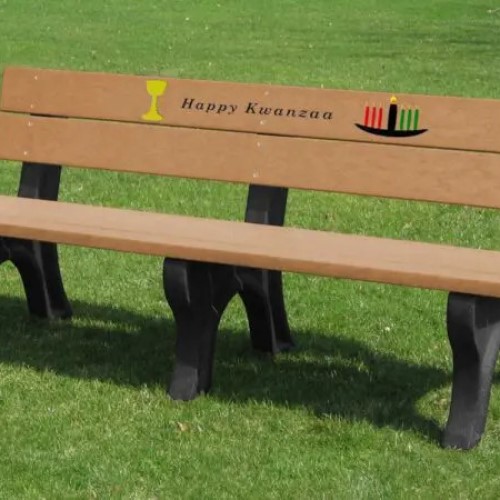 CAD Drawings Polly Products Holiday Bench 6' Cedar Happy Kwanzaa (HB6KW-BK/CD)