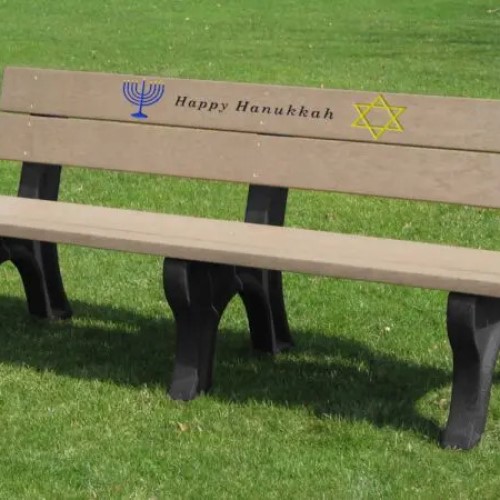 CAD Drawings Polly Products Holiday Bench 6' Weathered Happy Hanukkah (HB6HK-BK/WW)
