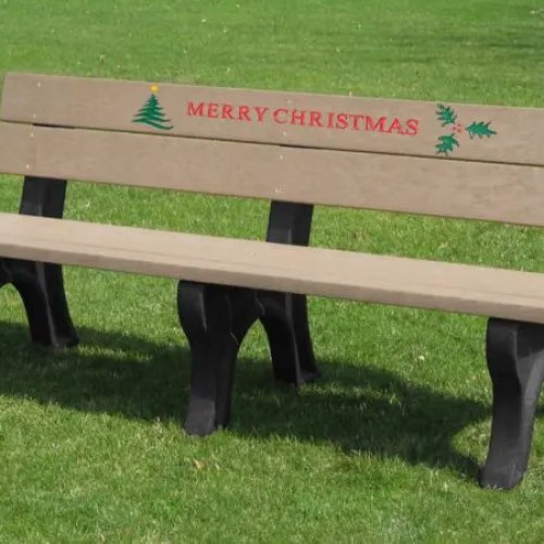 CAD Drawings Polly Products Holiday Bench 6' Weathered Merry Christmas (HB6MC-BK/WW)