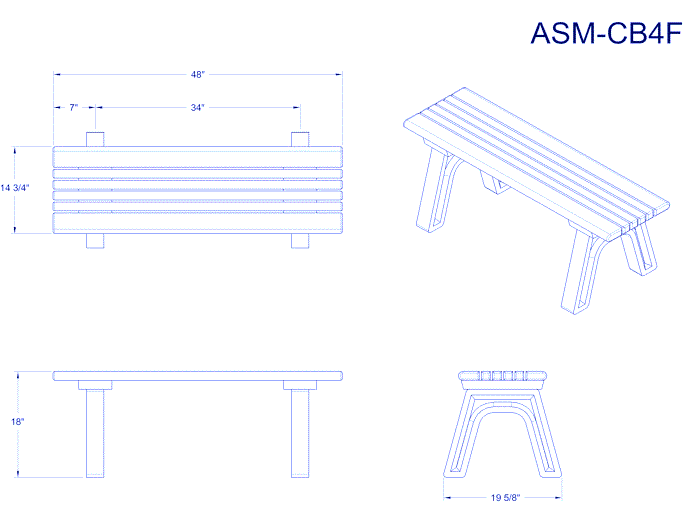 Cambridge 4' Flat Bench (ASM-CB4F)