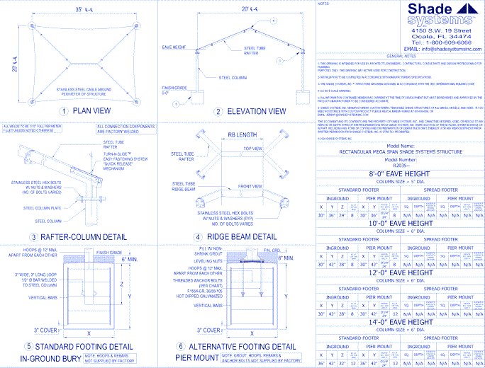 Rectangle Shade System - Mega Span 20' x 35'