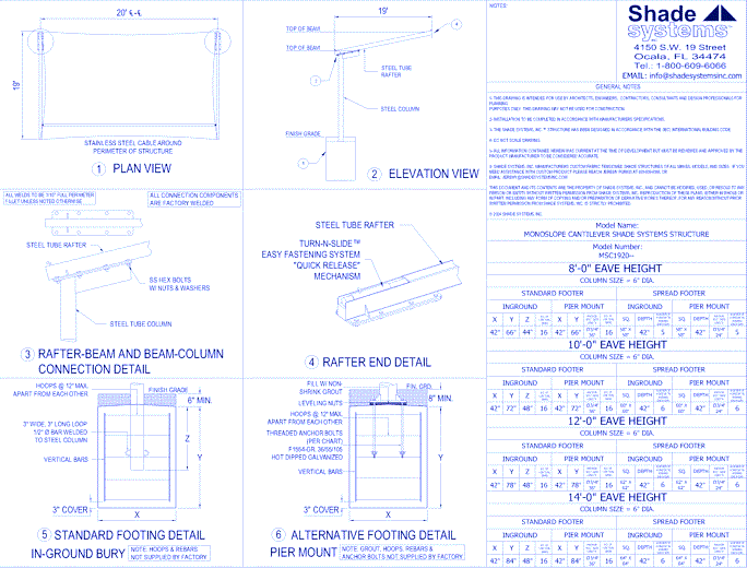 Monoslope Cantilever Shade System - 19' x 20'