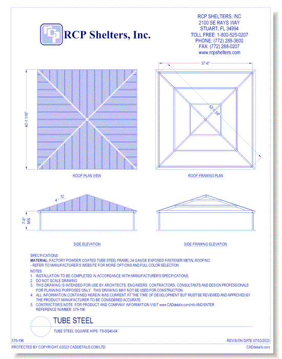 Tube Steel Square Hips: TS-SQ40-04