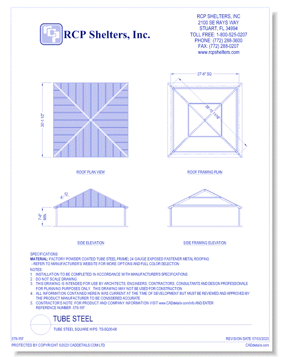 Tube Steel Square Hips: TS-SQ30-06