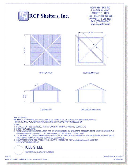 Tube Steel Square Hips: TS-SQ20-06