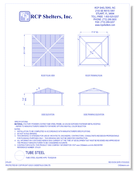 Tube Steel Square Hips: TS-SQ20-04