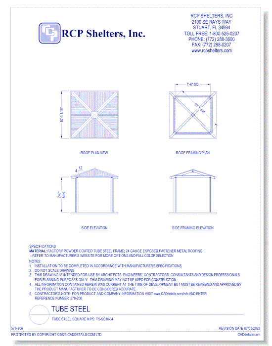 Tube Steel Square Hips: TS-SQ10-04