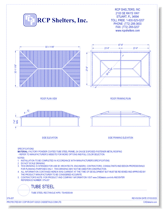 Tube Steel Rectangle Hips: TS-H3050-04