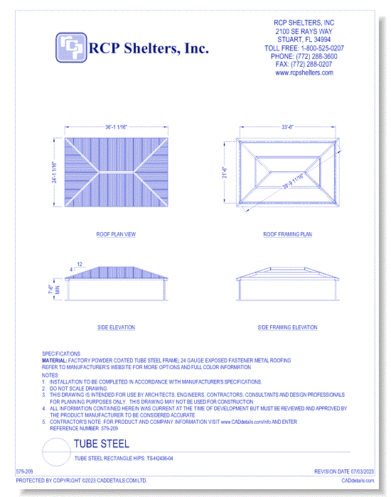 Tube Steel Rectangle Hips: TS-H2436-04