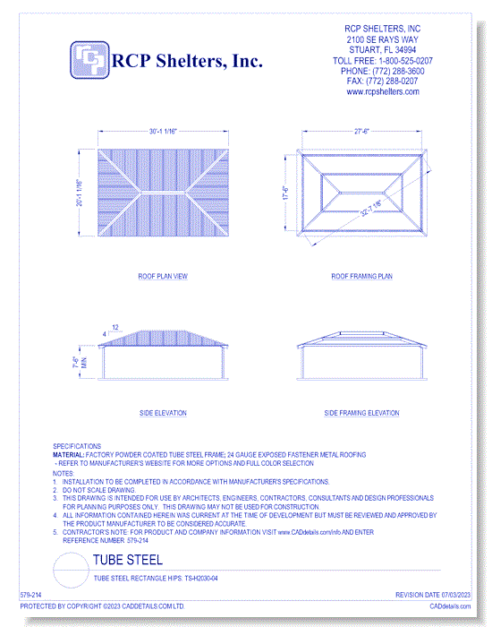 Tube Steel Rectangle Hips: TS-H2030-04