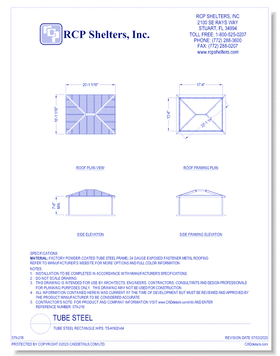 Tube Steel Rectangle Hips: TS-H1620-04