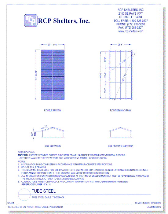 Tube Steel Gable: TS-G3064-04